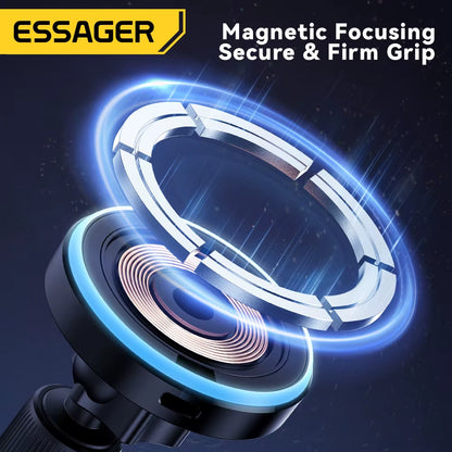 Magnetic Wireless Car Phone Charger with 15W RGB Fast Charging Mount for iPhone 15/14/13 and Android Devices