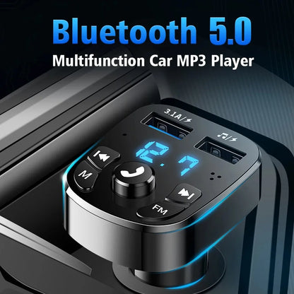 3.1A Wireless Bluetooth 5.0 FM Transmitter Car MP3 Player with Dual USB Fast Charging and Noise-Canceling Audio Receiver