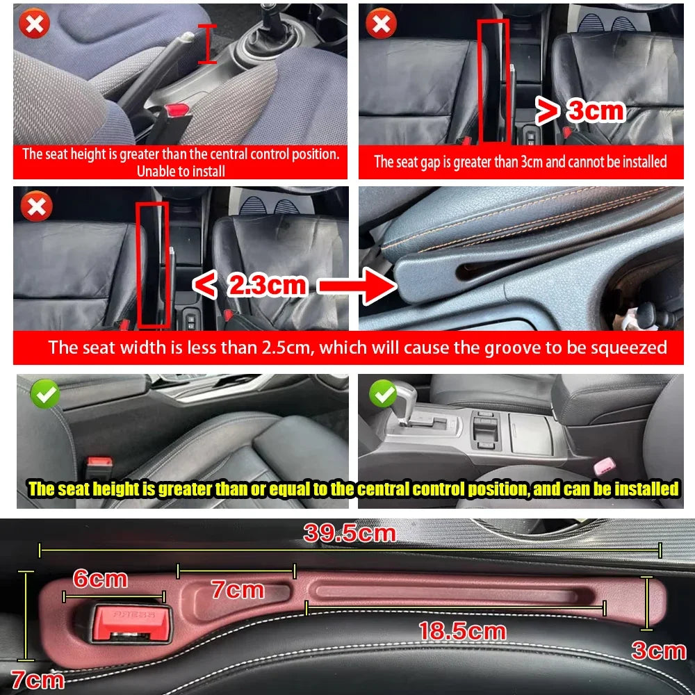 Car Seat Gap Filler and Crevice Storage Organizer - Universal Leak-Proof Interior Accessory for Vehicles