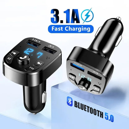 3.1A Wireless Bluetooth 5.0 FM Transmitter Car MP3 Player with Dual USB Fast Charging and Noise-Canceling Audio Receiver