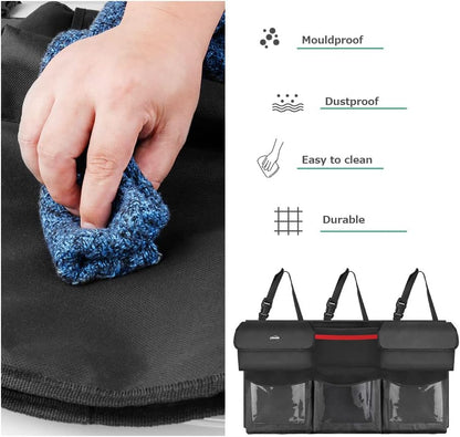 Car Trunk Organizer Featuring 6 Storage Compartments, Dimensions: 43.3 x 19 Inches